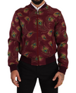 Radiant Red Peacock Print Bomber Jacket