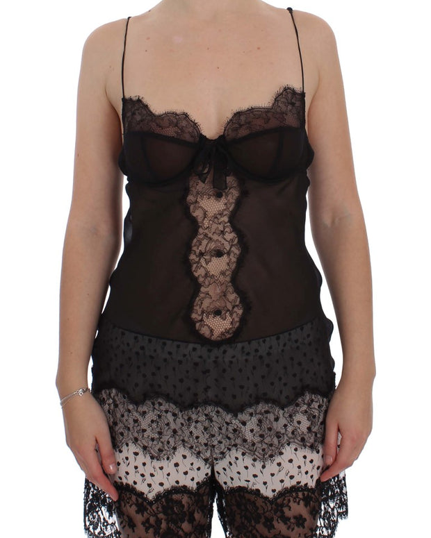 Black Silk Lace Babydoll Lingerie Top