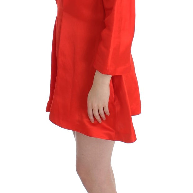 Radiant Red Linen Blend Artisan Dress