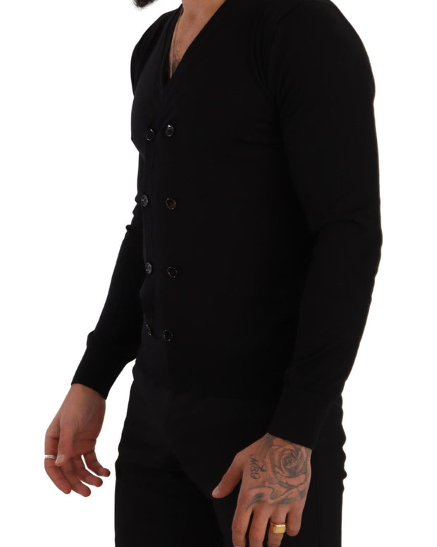 Black Cashmere Button Down Cardigan Sweater