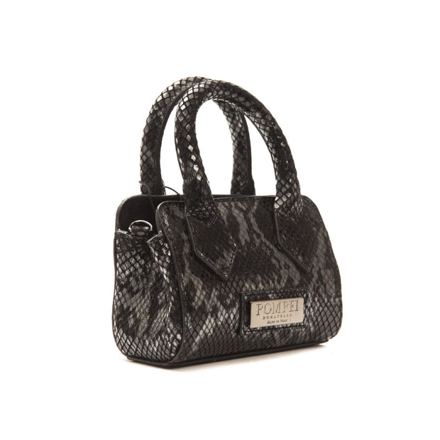 Chic Leather Mini Tote with Python Print