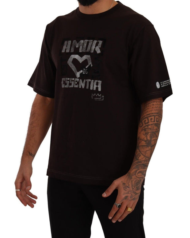 Bordeaux Cotton L-Amore Print Crewneck T-shirt