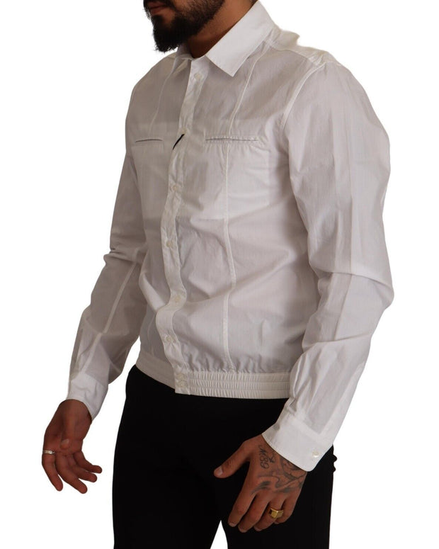 White Cotton Button Down Men Collared Shirt