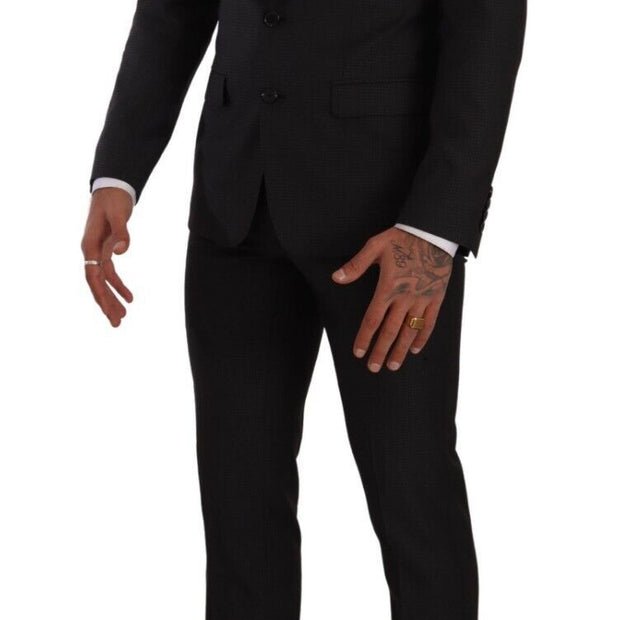 Elegant Black Wool Martini Suit