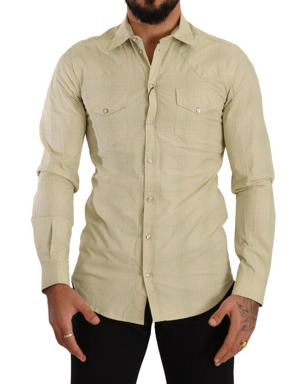 Yellow SICILIA Cotton Casual Slim Fit Shirt