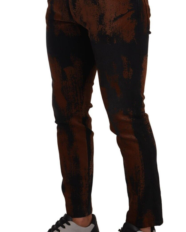 Black Brown Tie Dye Cotton Skinny Denim Jeans