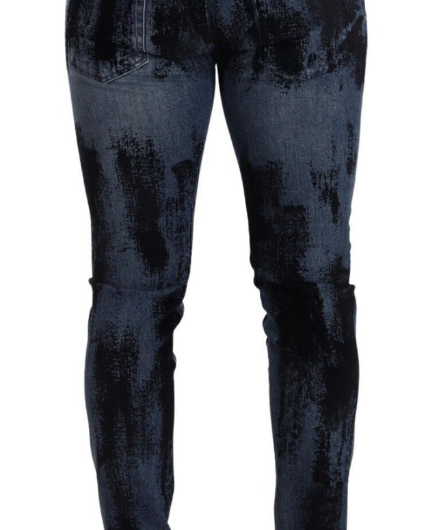 Blue Black Cotton Skinny Denim Jeans