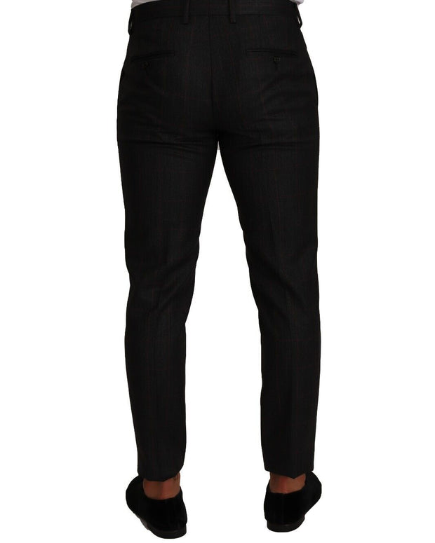 Gray Check Wool Formal Trouser Dress Pants