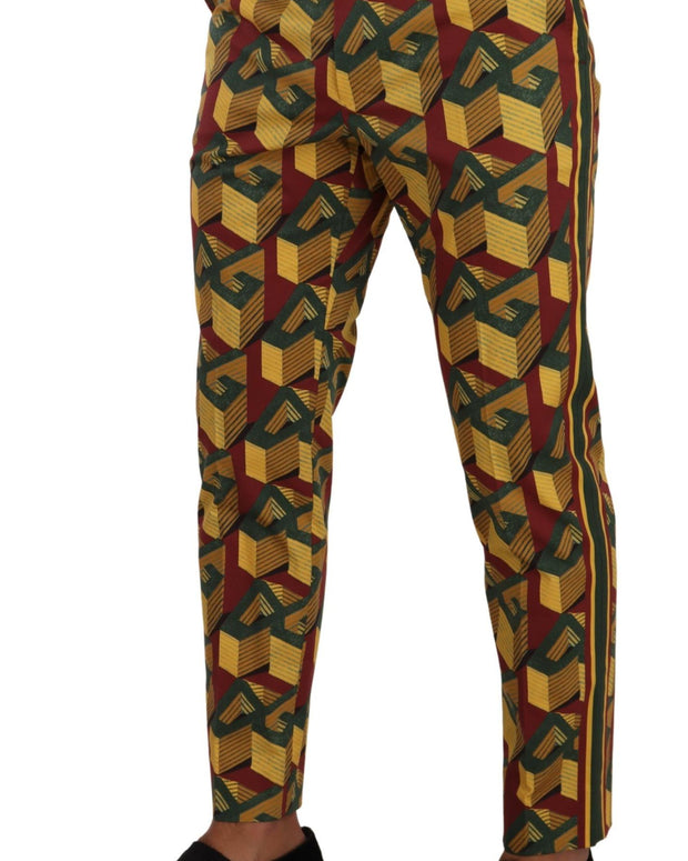 Multicolor Logo Mania Cotton Tapered Trouser Pants
