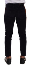 Blue Cotton Stretch Skinny Corduroy Jeans