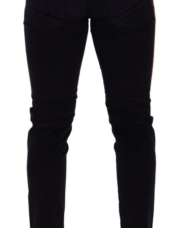 Blue Cotton Stretch Skinny Corduroy Jeans