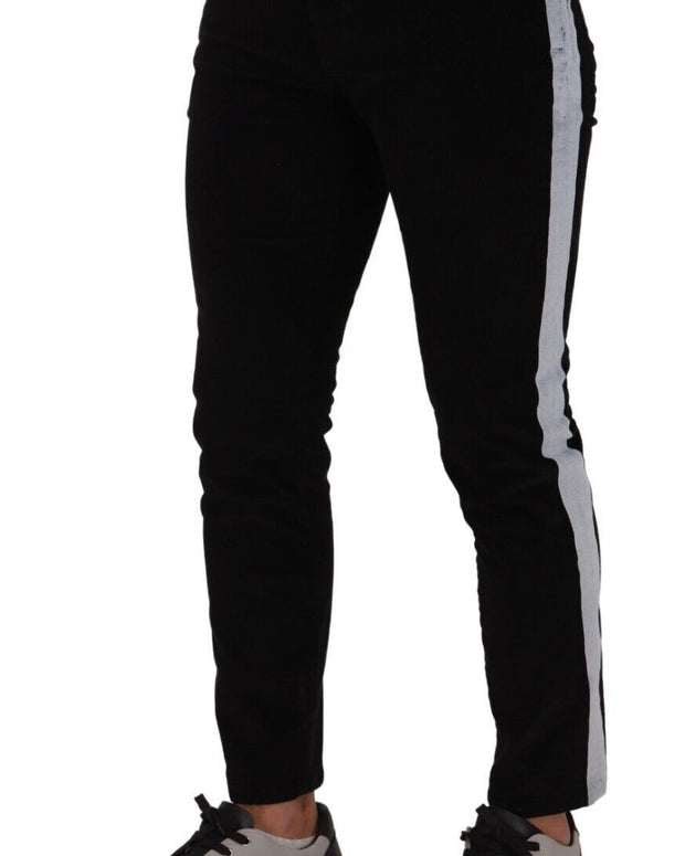 Black Cotton Stretch Skinny Corduroy Jeans
