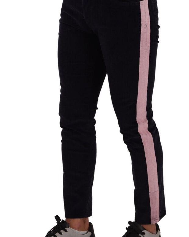 Blue Corduroy Cotton Stretch Skinny Jeans
