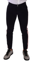 Blue Corduroy Cotton Stretch Skinny Jeans