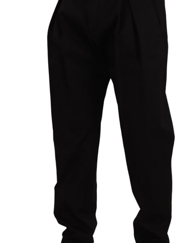 Black Cotton High Waist Men Trouser Dress Pants