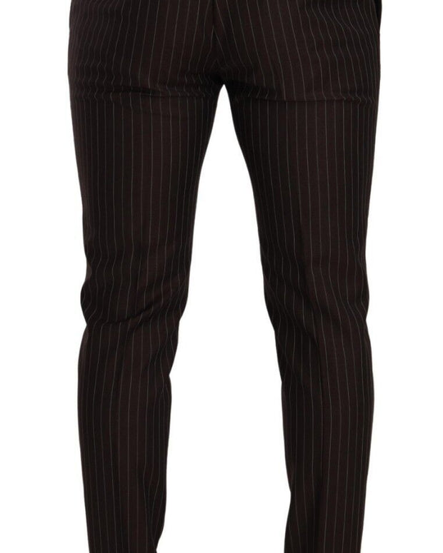 Brown Striped Wool Formal Trouser Dress Pants