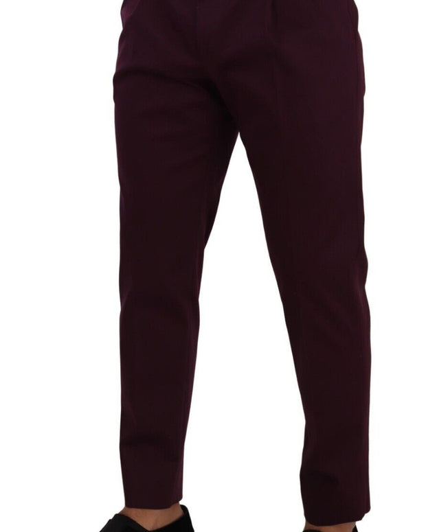 Purple Cotton Tapered Chinos Dress Pants
