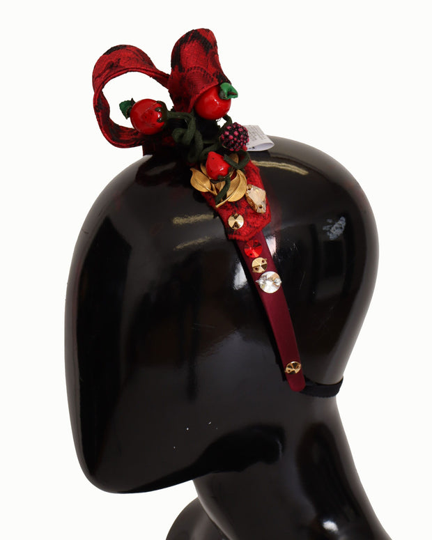 Cherry Silk Crystal Bow Logo Diadem Tiara Headband