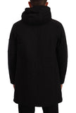Black Denim Hooded Parka Coat Winter Jacket