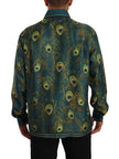 Peacock Feather Print Silk Pajama Mens Shirt