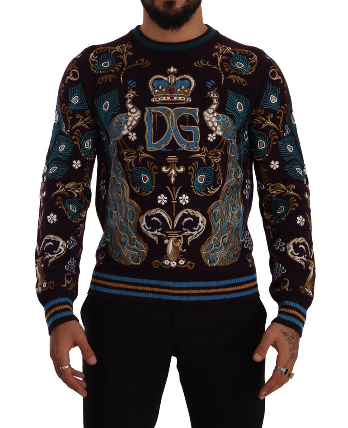 Bordeaux Cashmere DG Crown Embroidered Sweater