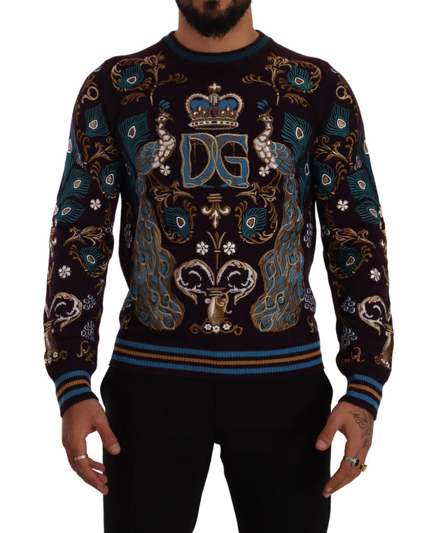 Bordeaux Cashmere DG Crown Embroidered Sweater