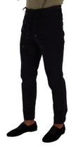 Blue Cotton Skinny Corduroy Trouser Pants