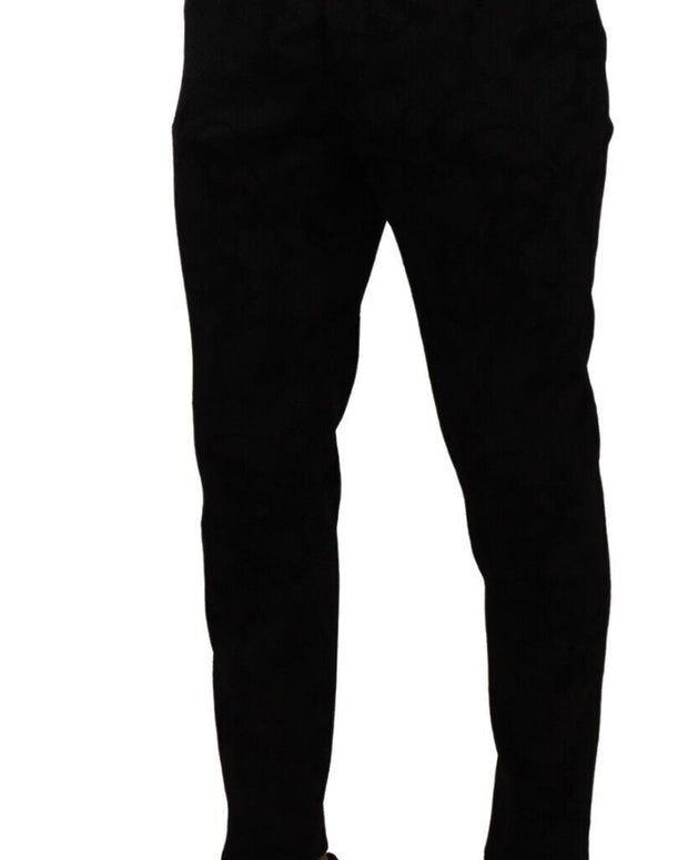 Black Brocade Skinny Formal Trouser Dress Pants
