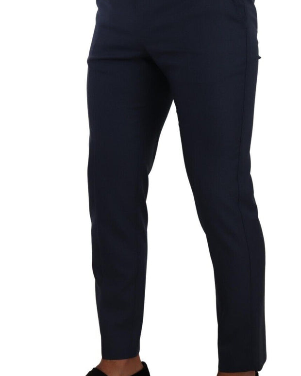 Dark Blue Wool Skinny Formal Dress Pants