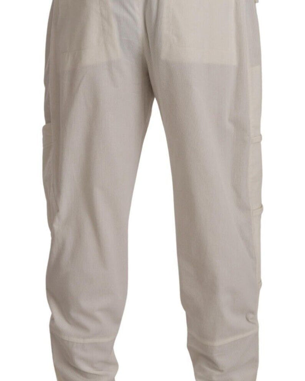 Off White Cotton Corduroy Cargo Pants