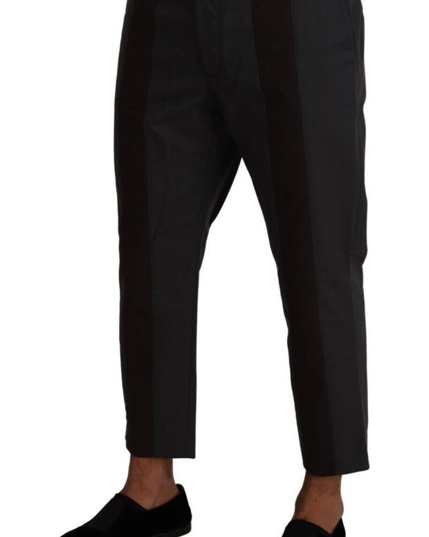 Gray Bordeaux Striped Cropped Trouser Pants