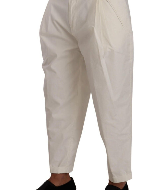White Cotton Tapered Men Trouser Dress Pants