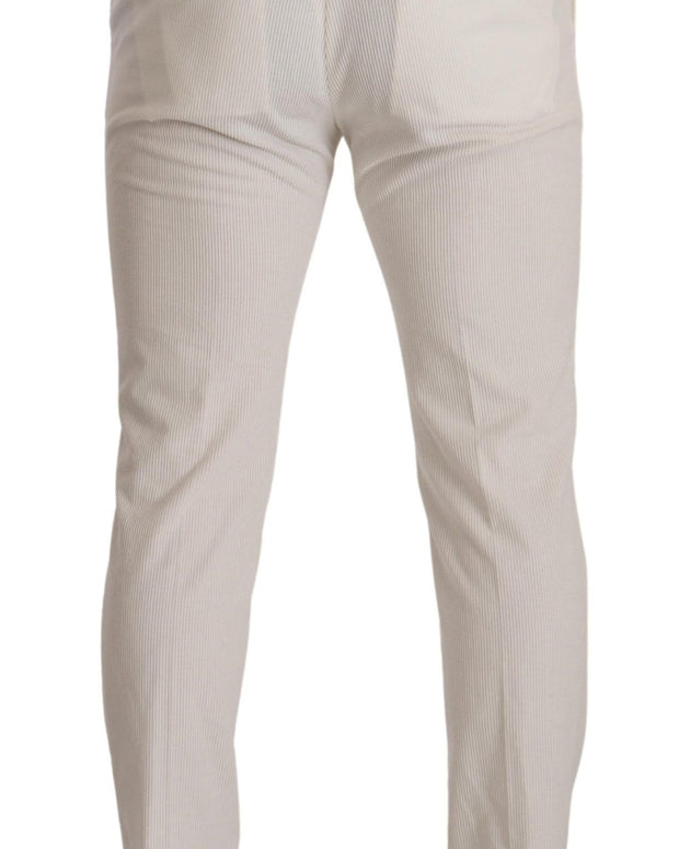 White Cotton Skinny Corduroy Trouser Pants