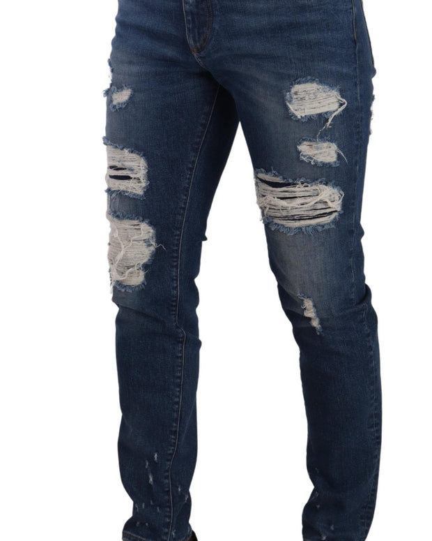 Blue Wash Cotton Stretch Slim Fit Denim Jeans