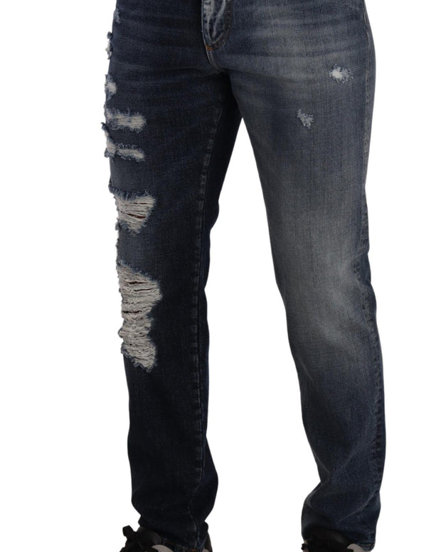 Blue Cotton Regular Denim Trousers Jeans