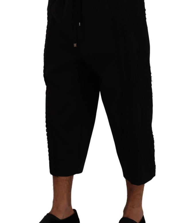 Black Cotton Torero Sweatpants Shorts Pants