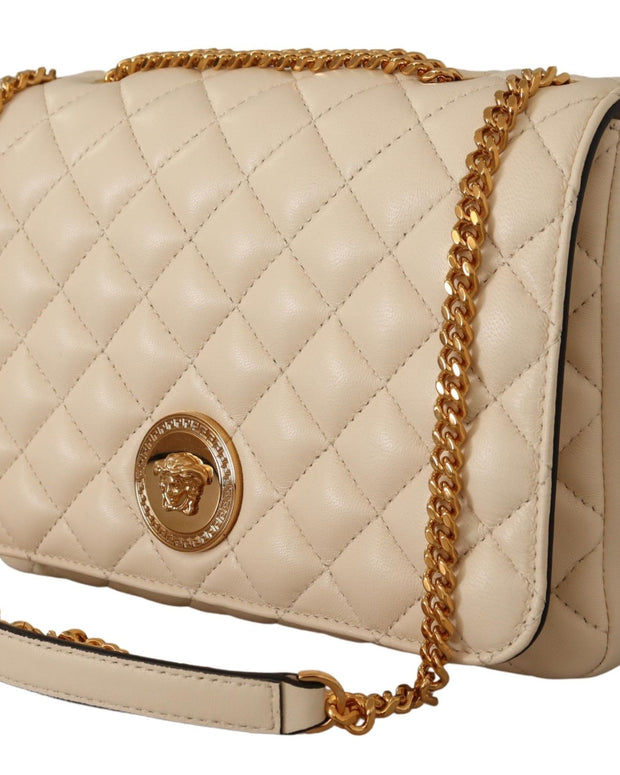 Elegant White Nappa Leather Shoulder Bag