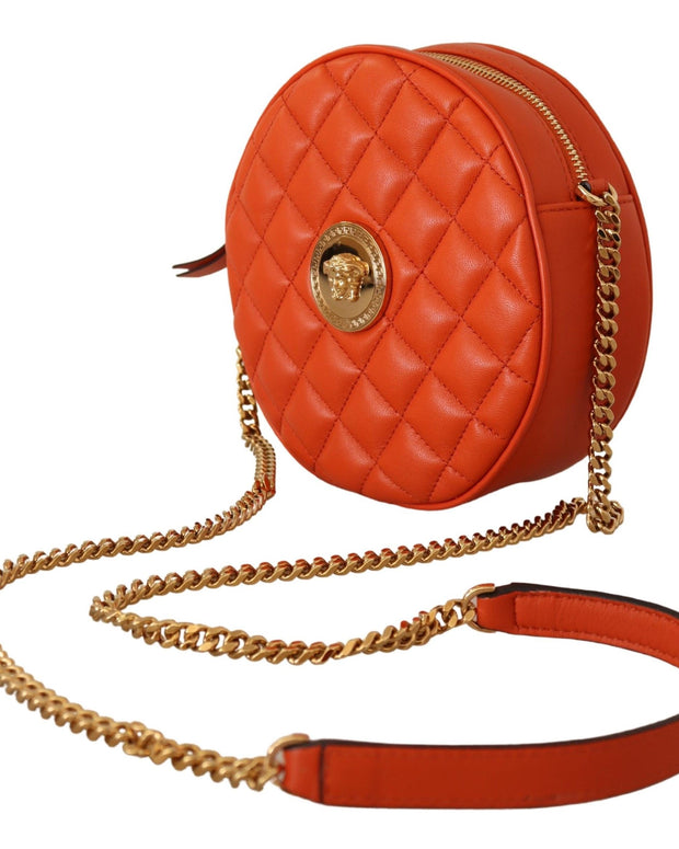 Elegant Round Nappa Leather Crossbody Bag
