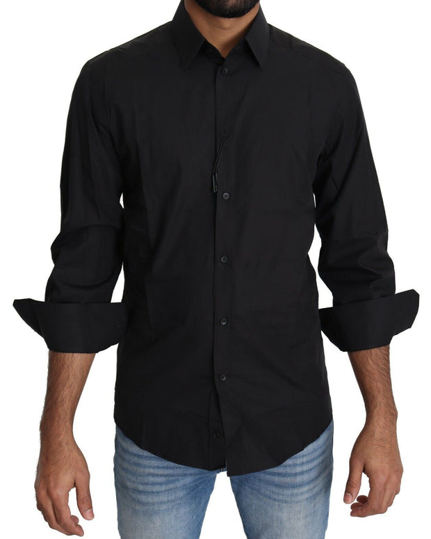 Black Cotton Formal Dress Men Top Shirt