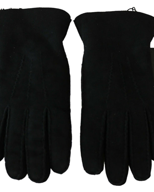 Black Leather Motorcycle Biker Mitten Gloves