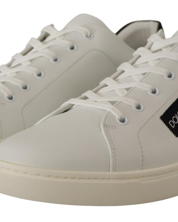 White Black Leather Low Shoes Sneakers