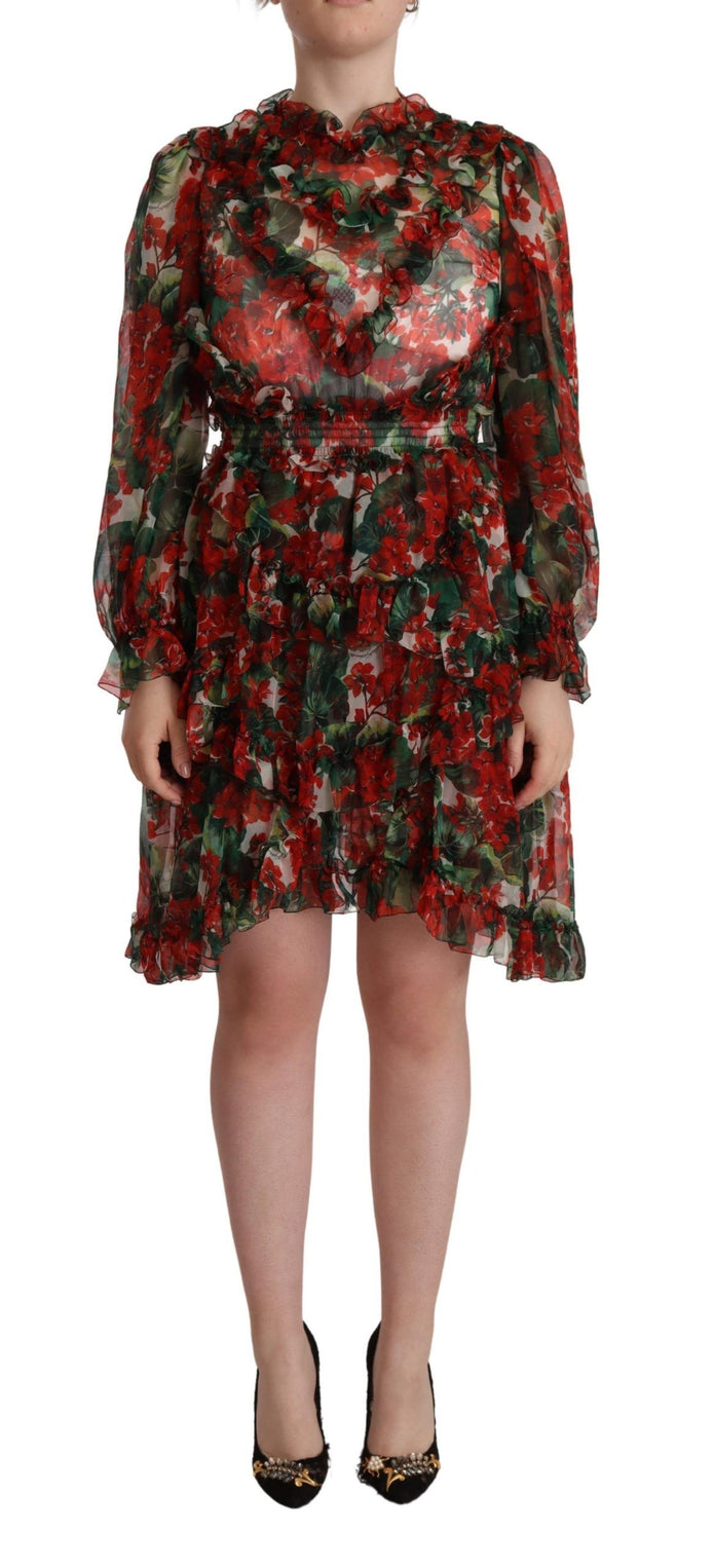 Floral Silk Mini Knee High Dress