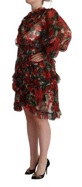 Floral Silk Mini Knee High Dress