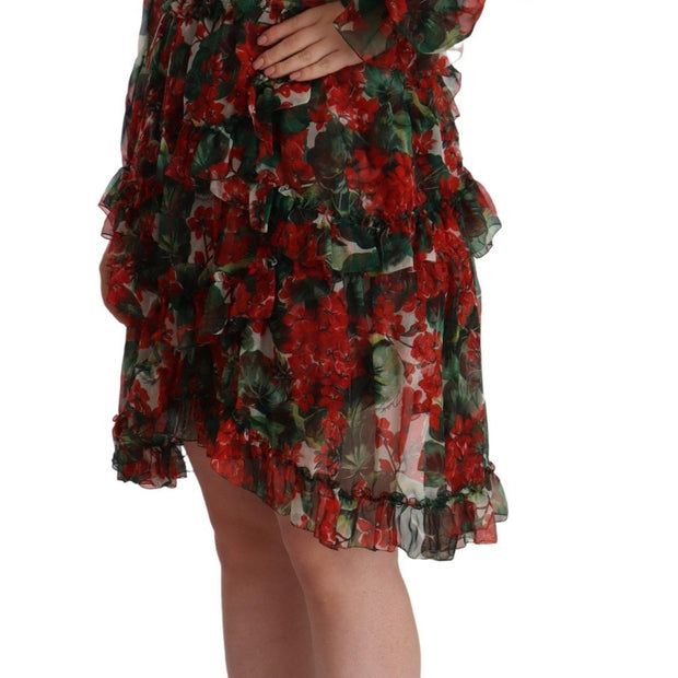 Floral Silk Mini Knee High Dress