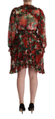 Floral Silk Mini Knee High Dress