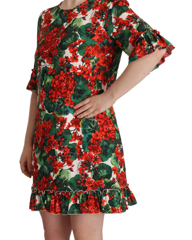 Multicolor Red Floral Shift Gown Dress