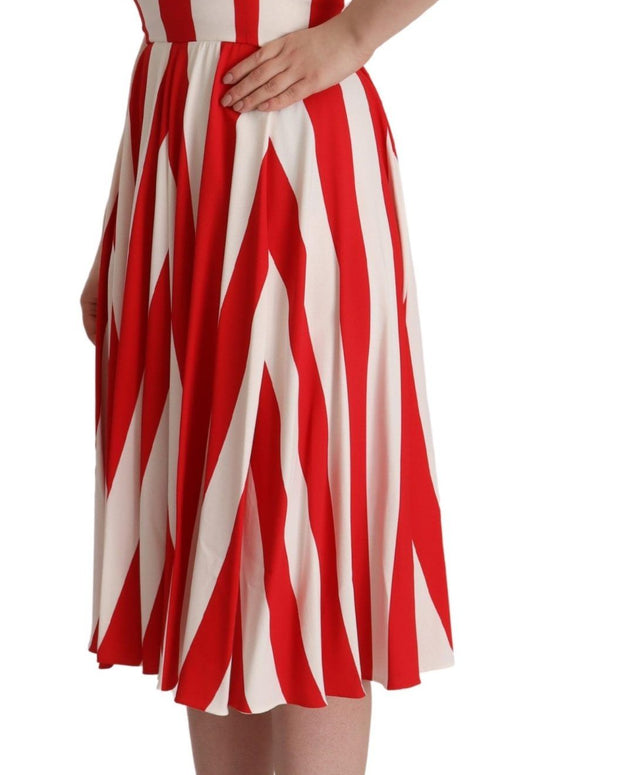White Red Stretch Shift A-line Gown Dress
