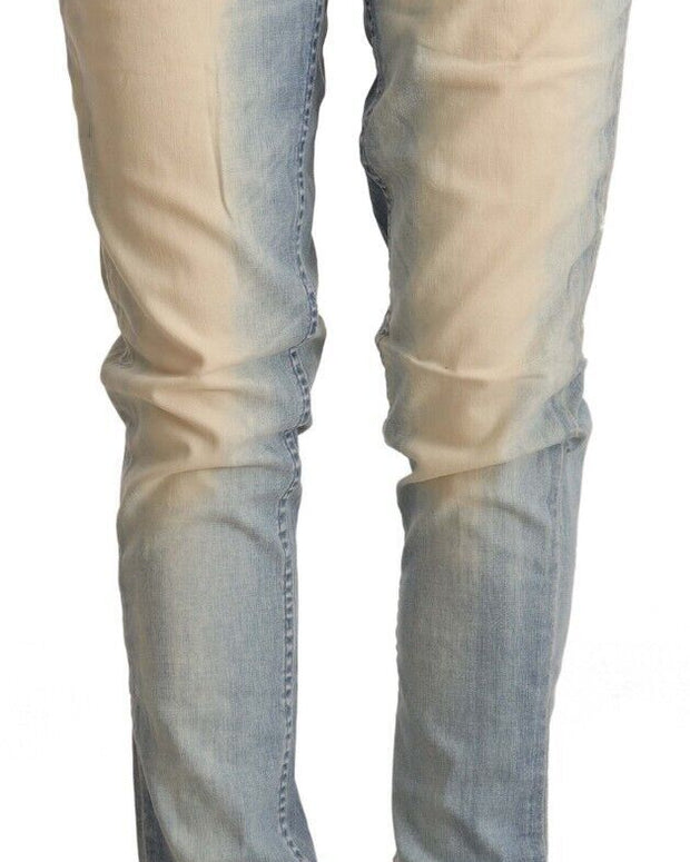 Light Blue Washed Cotton Low Waist Skinny Denim Jeans