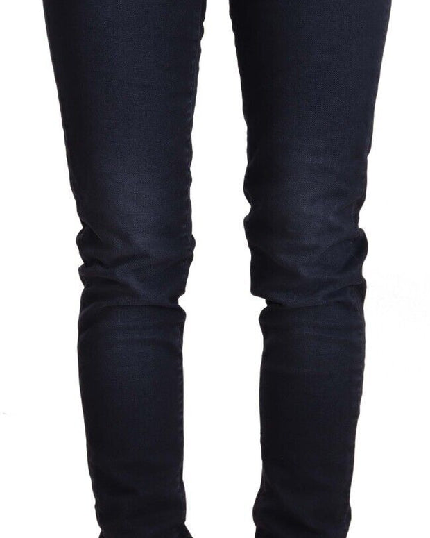 Blue Washed Cotton Low Waist Slim Fit Denim Jeans