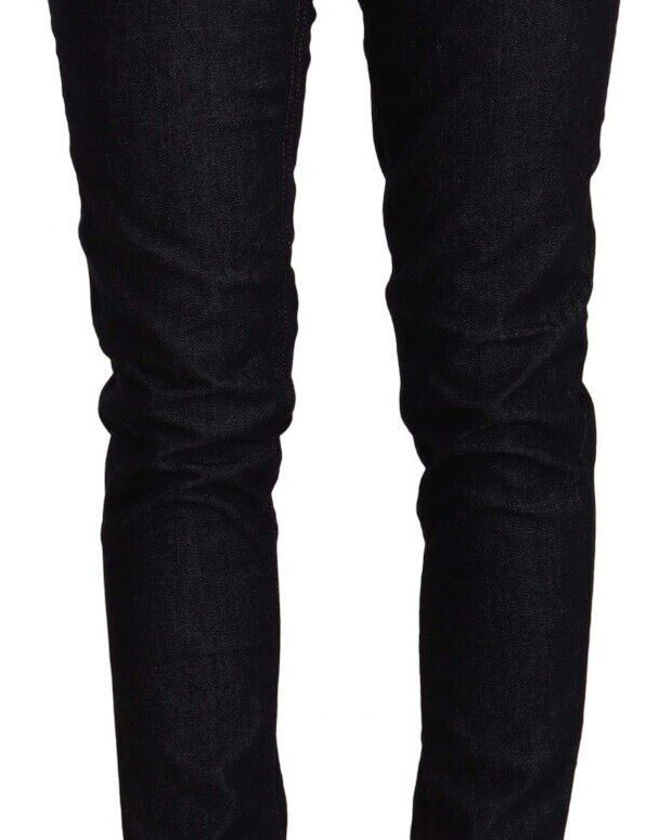 Black Cotton Low Waist Slim Fit Denim Jeans